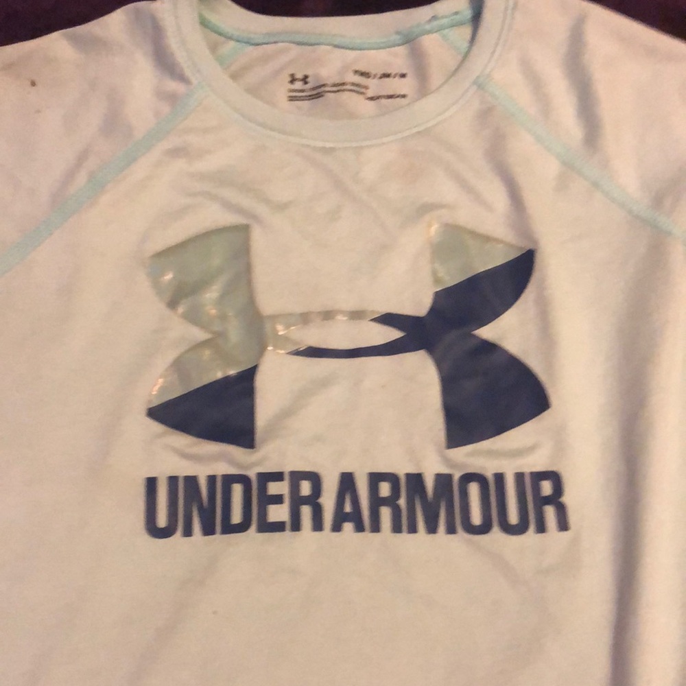 Under armour t-shirt, teal, slightly used